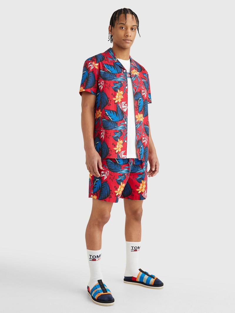 Férfi Tommy Hilfiger Floral print camp Ingek Piros Színes | HU 1042AHK